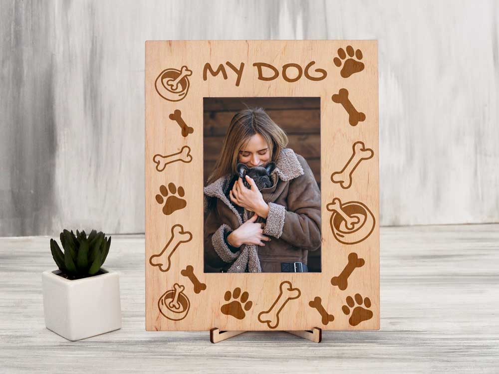 

Фоторамка из натурального дерева с гравировкой "My Dog" 13х18, вертикальная, Светлое дерево, WOODPRESENT