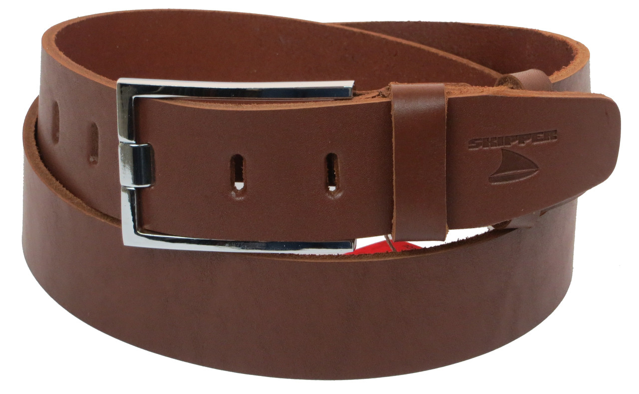 

Кожаный ремень мужской Skipper 122-142х4,5 см Коричневый