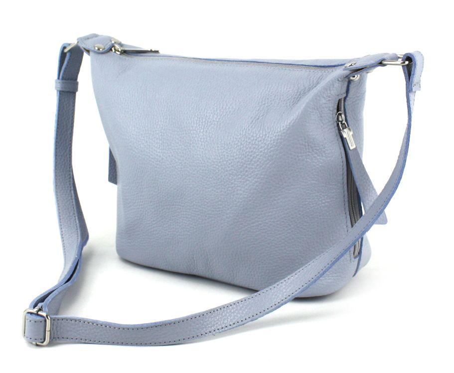 

Кожаная сумка на плечо женская Borsacomoda 8х22х26 см Голубой