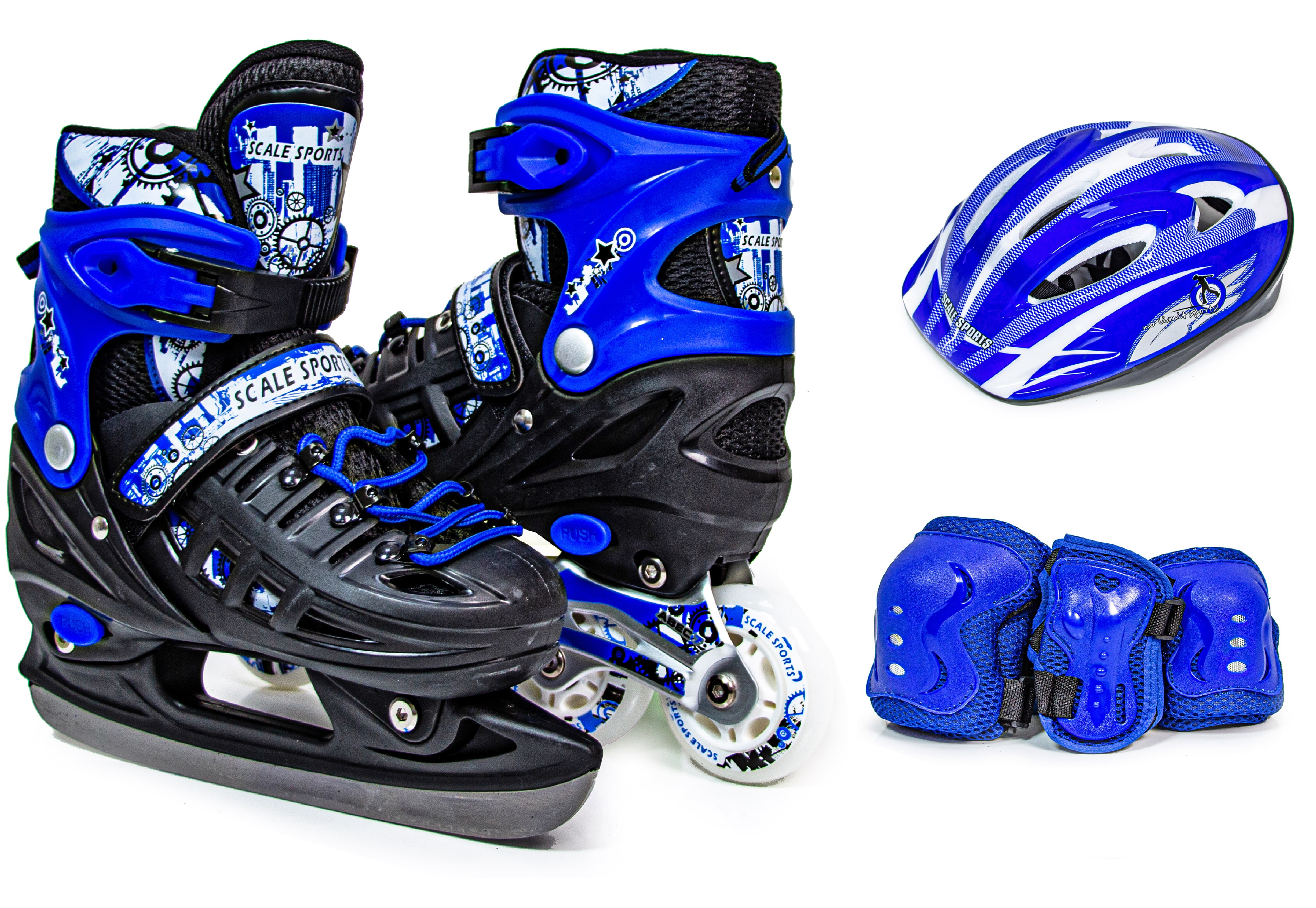 

Комплект ролики-коньки с защитой 2in1 Scale Sport. Dark blue (размер 34-37) 806525848