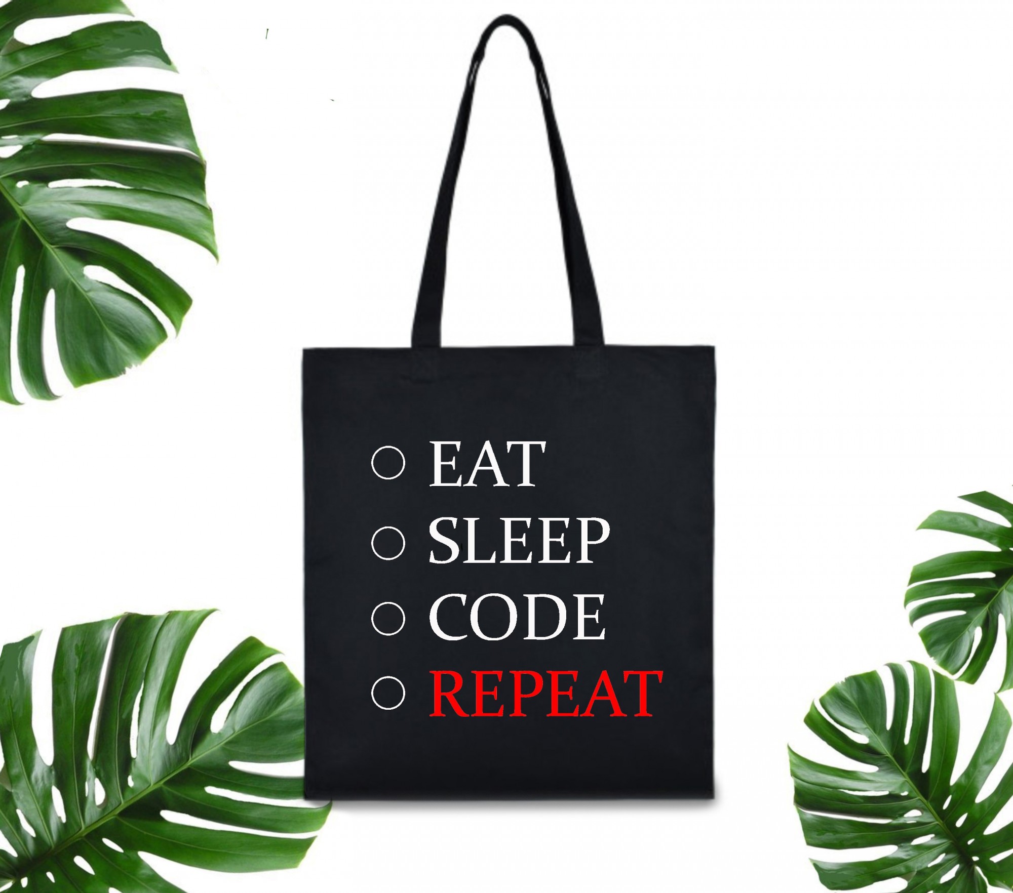 

Эко сумка шоппер eat sleep code repeat 37 х 41 см черная