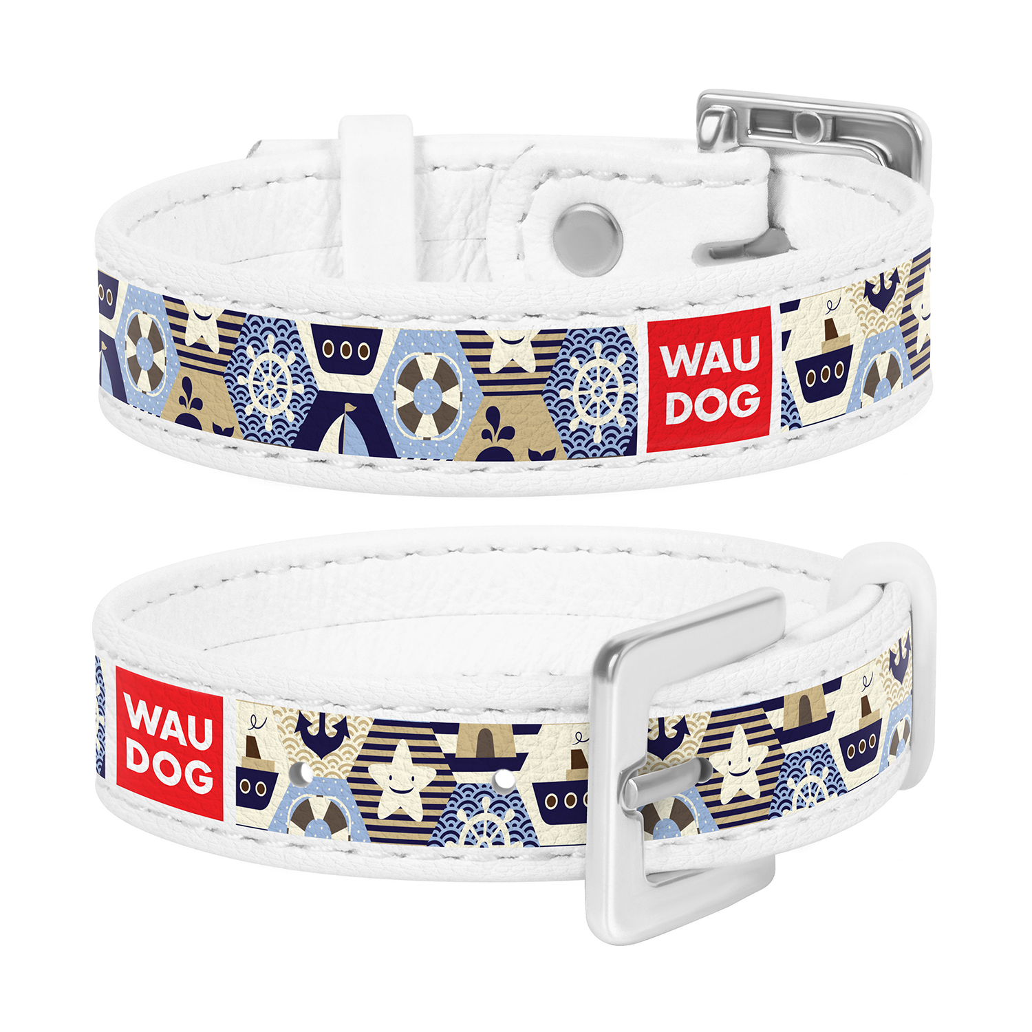 

Браслет WAUDOG Design с рисунком "Капитан", премиум кожа 17-23 см 15 мм Белый (0323-0058-15)