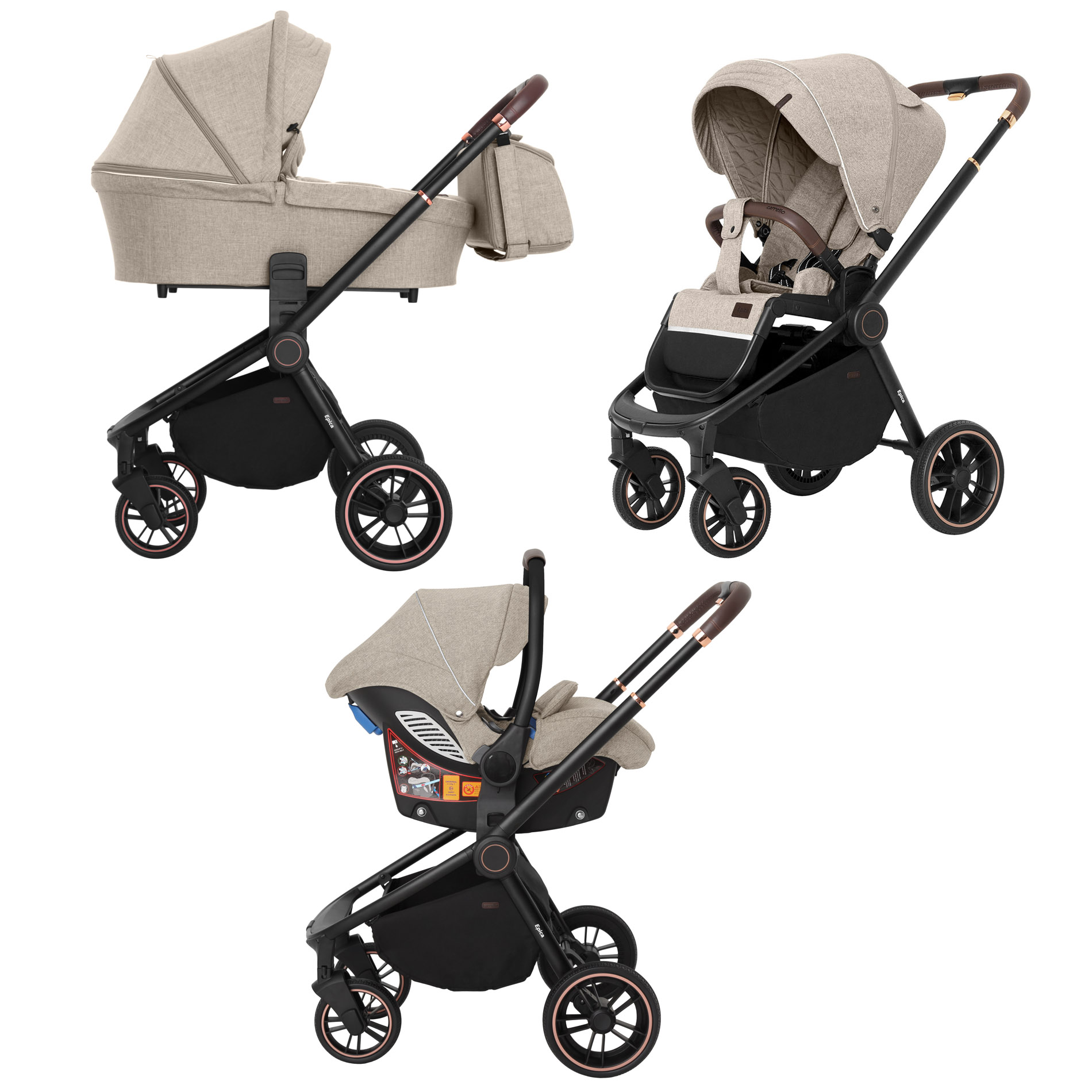 

Коляска универсальная CARRELLO Epica CRL-8511/1 (3in1) Almond Beige +дождевик /1/