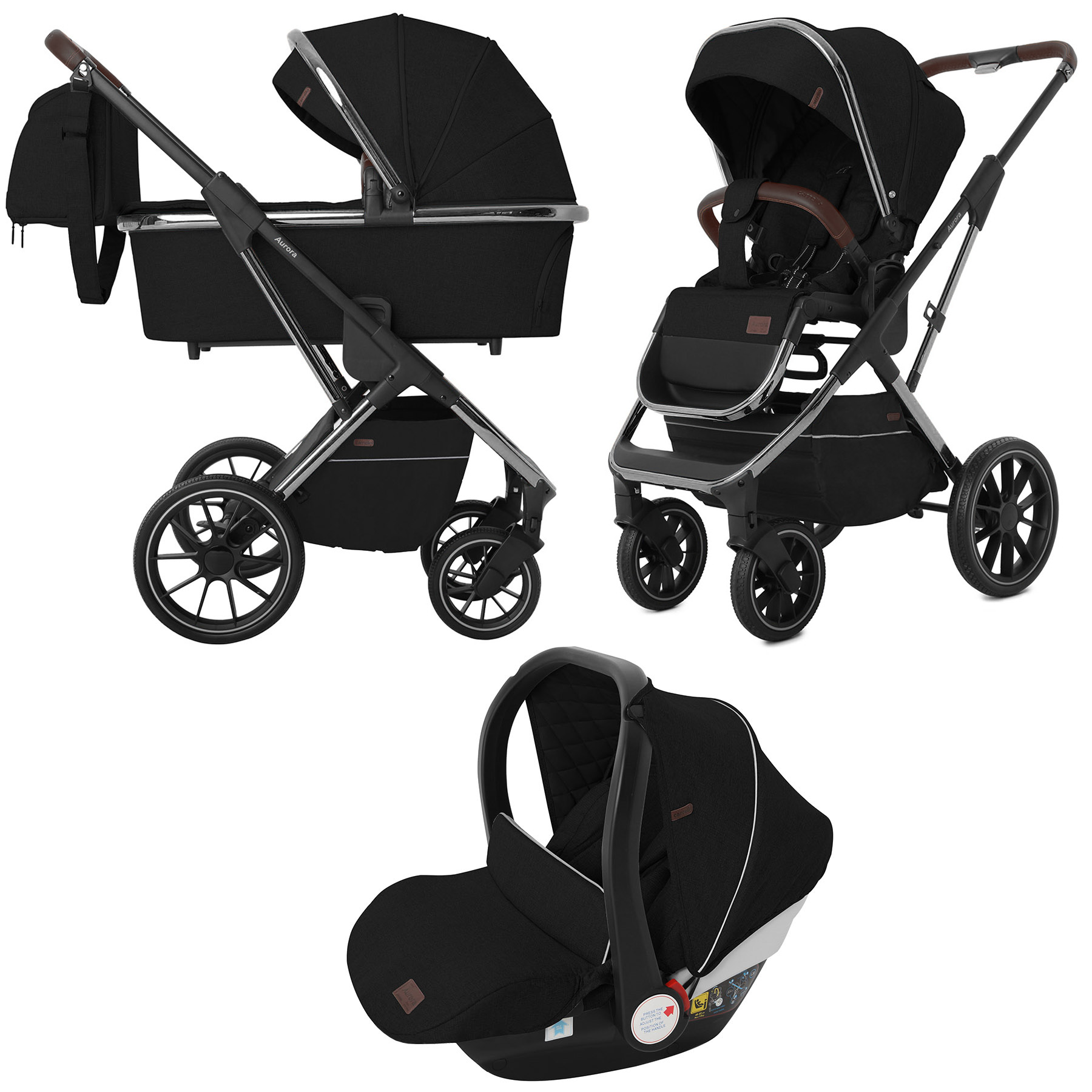 

Коляска универсальная CARRELLO Aurora CRL-6502/1 (3in1) Space Black +дождевик /1/