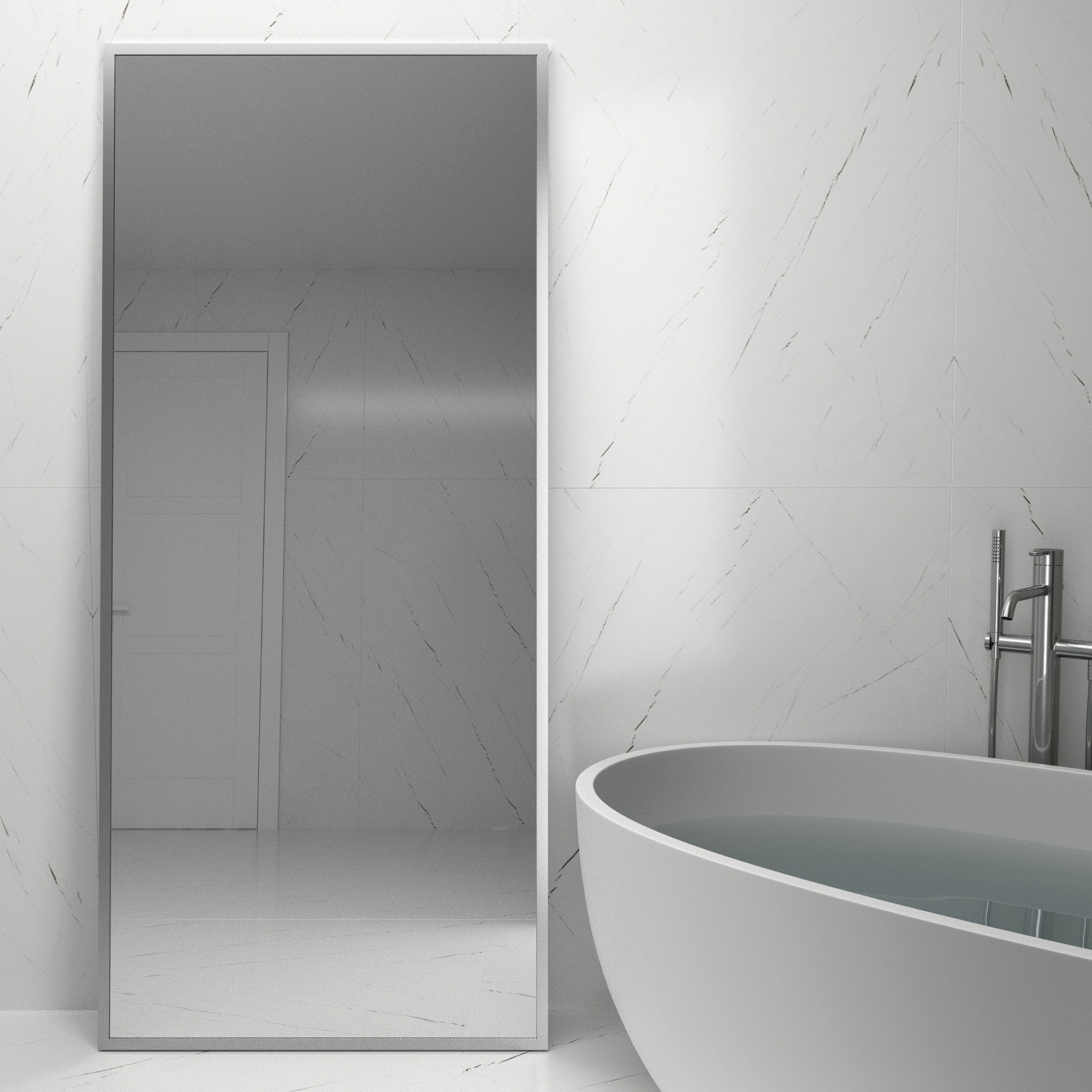 

Настенное зеркало в полный рост 180х80 Серебро Black Mirror Р33-AS в ванную комнату в металлической раме