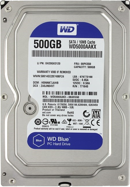 

Жесткий диск 3.5" 500Gb Western Digital Blue, SATA3, 16Mb, 7200 rpm (WD5000AAKX) (Ref)