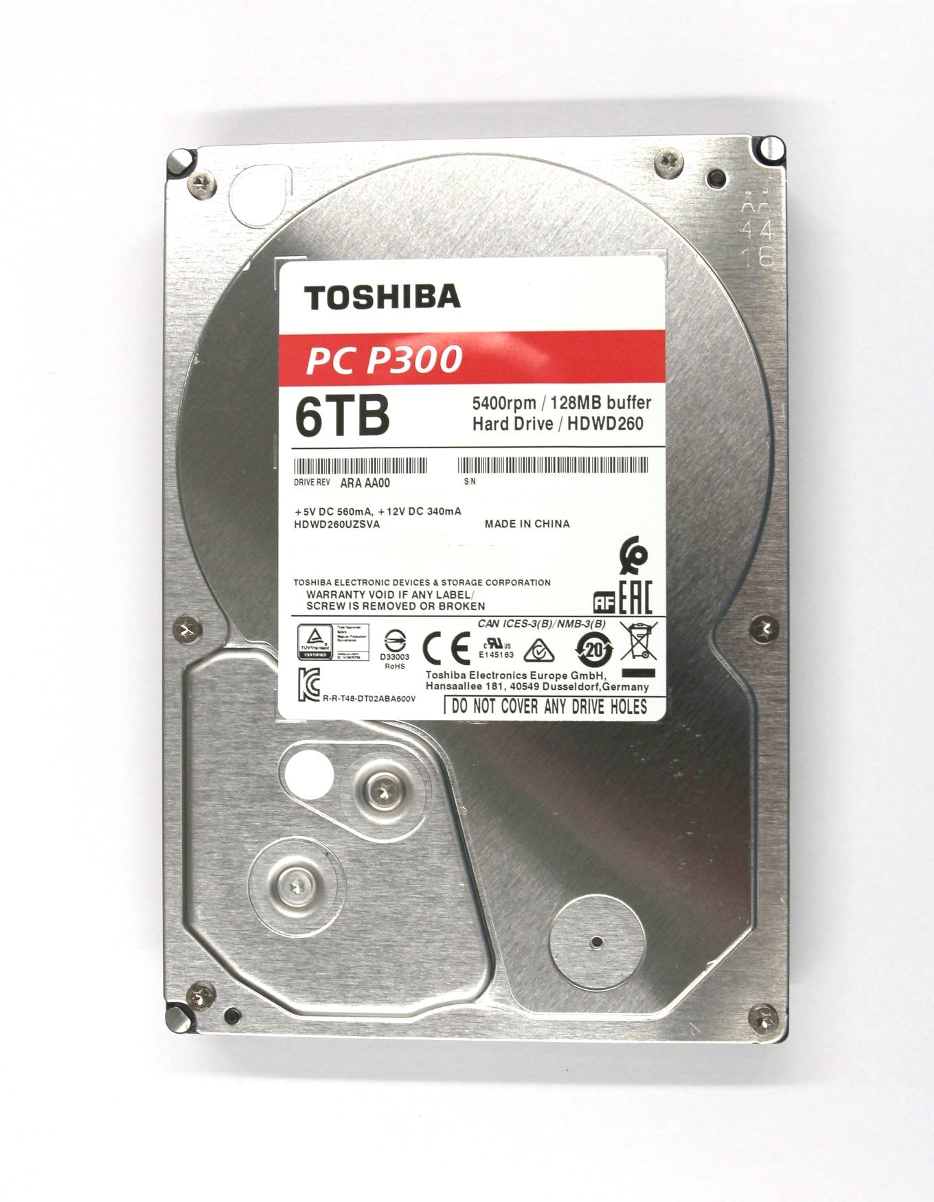 

Жесткий диск 3.5" 6Tb Toshiba P300, SATA3, 128Mb, 5400 rpm (HDWD260UZSVA)