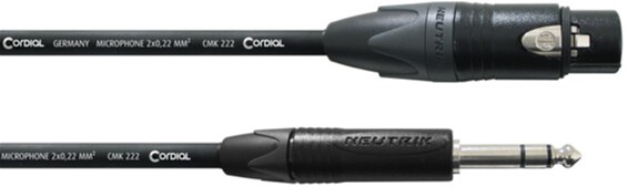 

Инструментальный кабель Cordial Neutrik XLR female / plug 6.3 мм Stereo 10 м Black (CPM 10 FV)