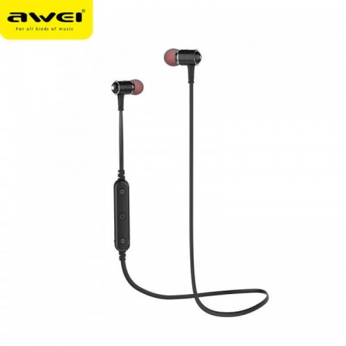 

Беспроводные блютуз наушники для телефона с микрофоном Awei B930BL спортивные вакуумные вкладыши для бега для андроид и iOS Bluetooth 4.2 зарядка USB Черные (46519)