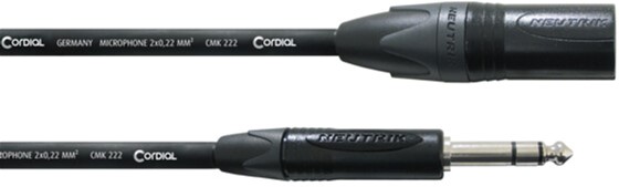 

Инструментальный кабель Cordial Neutrik XLR male / plug 6.3 мм Stereo 5 м Black (CPM 5 MV)