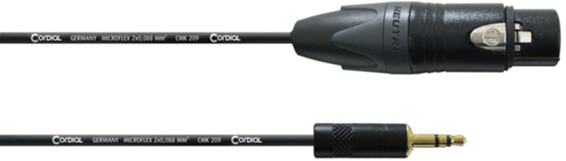 

Микрофонный кабель Cordial Neutrik XLR female / Rean plug 3.5 мм Stereo 1.5 м Black (CPM 1,5 FW-BAL)