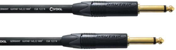 

Инструментальный кабель Cordial Neutrik 2x plug 6.3 мм Mono gold 6 м Black (CSI 6 PP-GOLD)