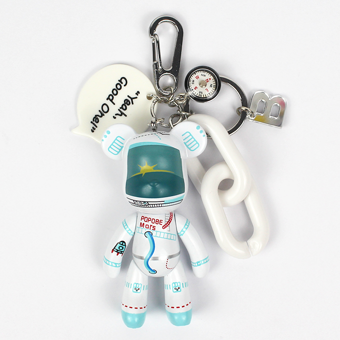 

Бело-голубой брелок (ключница) Bearbrick мишка Космонавт