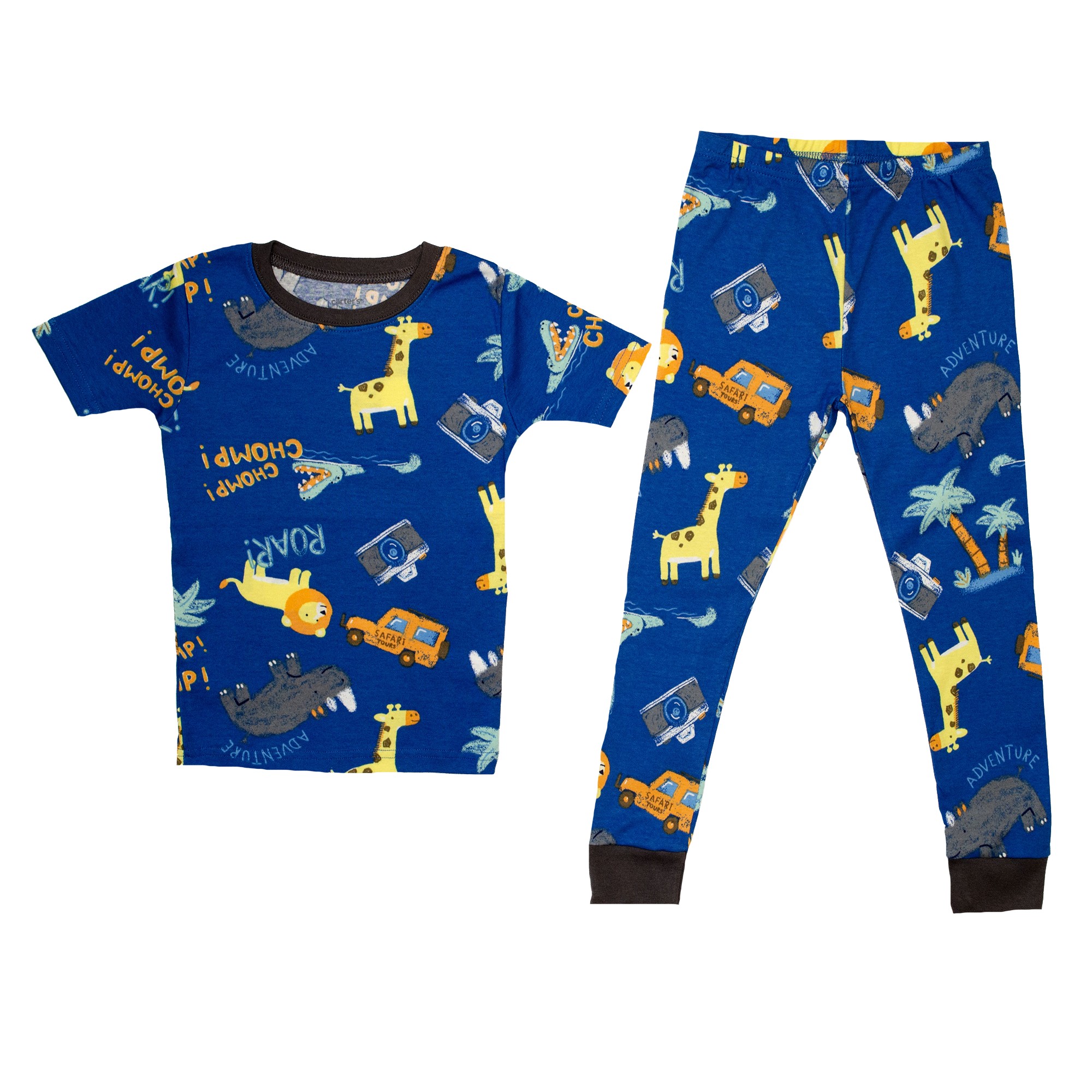 

Пижама для мальчика (1 шт) Carter's синего цвета с животными и надписями кофта и штаны 5 лет (108-114см) 18-20кг 2017