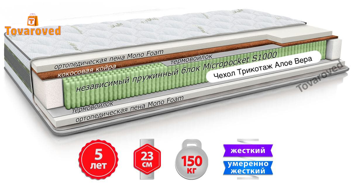 

Матрас ортопедический 180х200 Come-for Aloe Vera ФЛОРА
