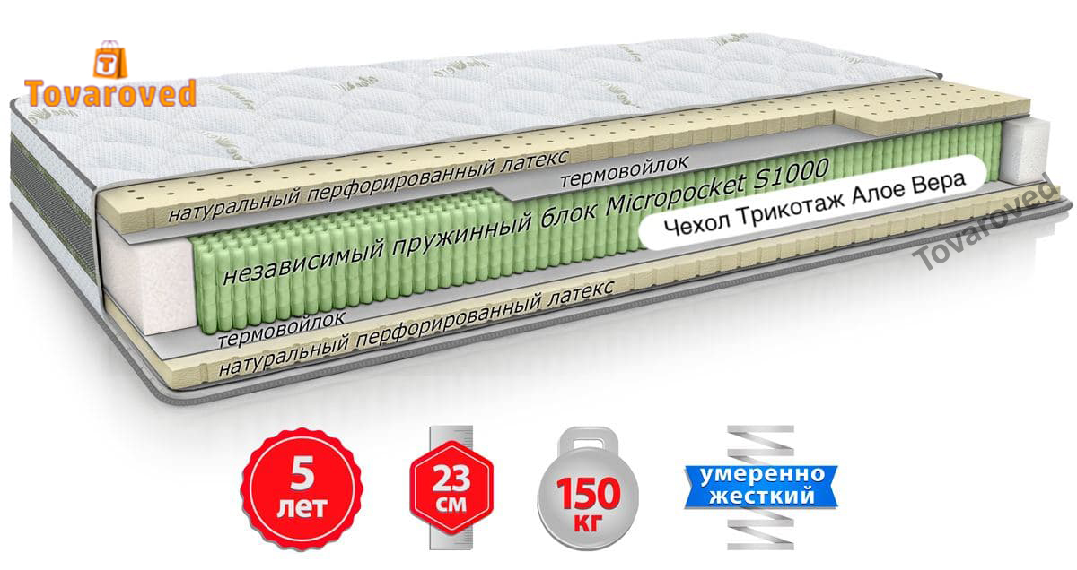 

Матрас ортопедический 160х200 Come-for Aloe Vera ГЕВЕЯ