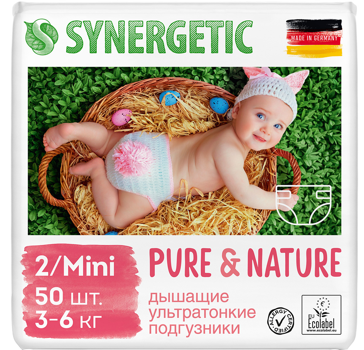 

Подгузники Synergetic Pure & Nature Размер 2 Mini 50 шт (5411416063506)