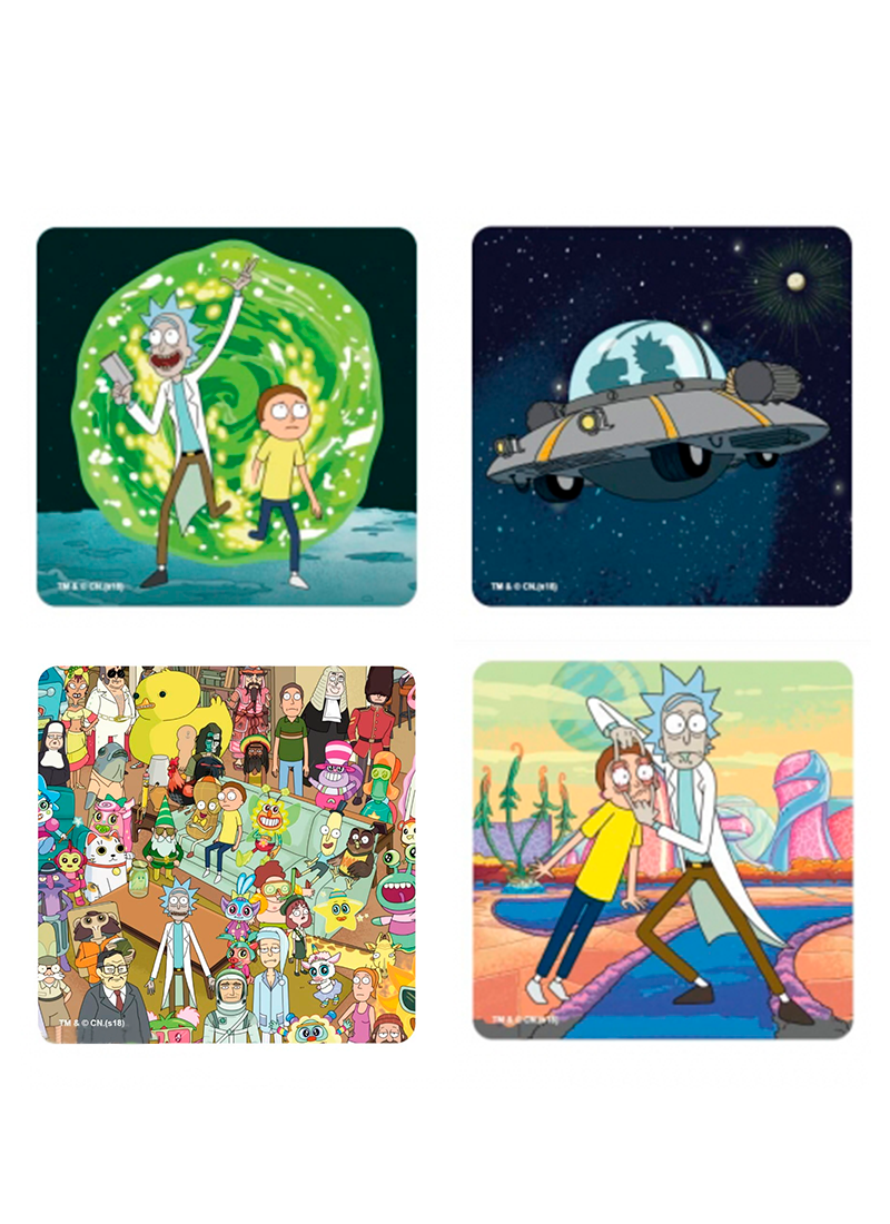 

Подставки под напитки RICK AND MORTY Set 4 Coasters "Generic" ( Рик и Морти Набор 4 подставок) (ABYCOS009)