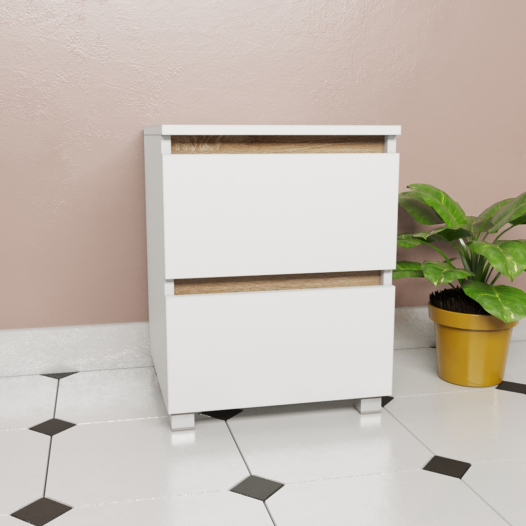 

Комод "Капри" К-24, Белый/ планка Дуб сонома (40/53/40), DiPortes