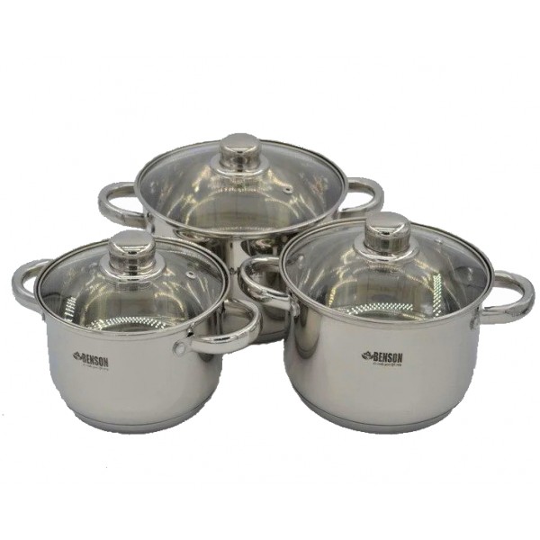 

Набор кастрюль из нержавеющей стали Benson BN-213 Silver