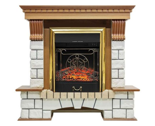 

Фронтальнный камин Fireplace Македония Белый + Дуб эффект мерцающих дров со звуком и обогревом