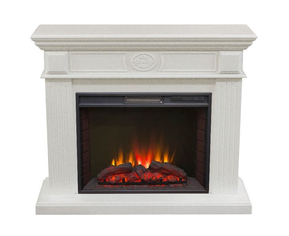 

Пристенный каминокомплект Fireplace Мюнхен Белый эффект живого пламени со звуком и обогревом