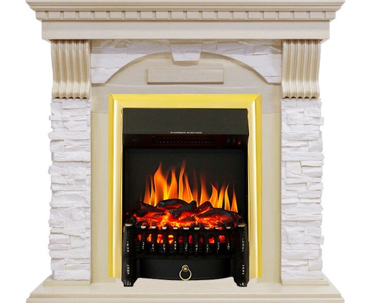 

Пристенный камин Fireplace Монако Слоновая кость эффект мерцающих дров со звуком и обогревом