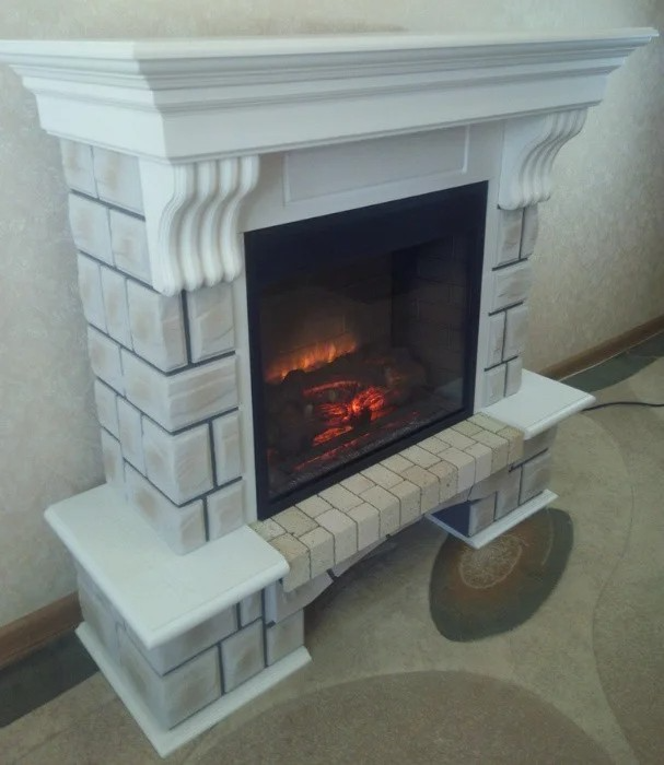 

Напольный каминокомплект Fireplace Канада Белый эффект живого пламени со звуком и обогревом