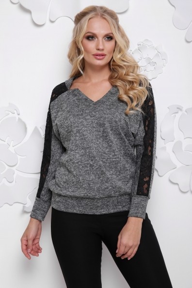 

Женская кофта батал LineDa, Ресима серый + черный  56, Женская кофта батал LineDa, Ресима серый + черный 4XL 56