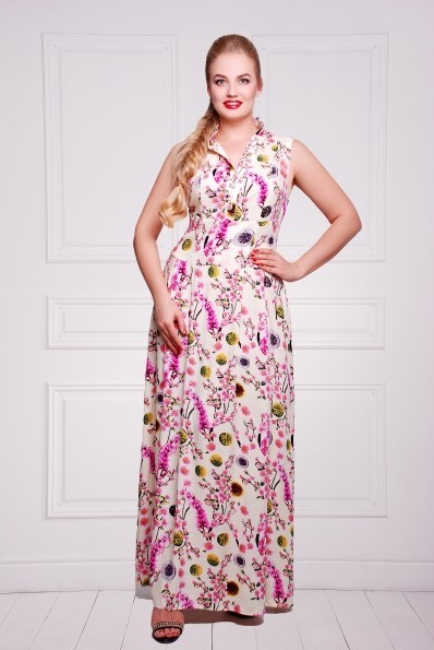 

Женское платье батал LineDa, Лагуна бежевый + цветы  50, Женское платье батал LineDa, Лагуна бежевый + цветы XL 50