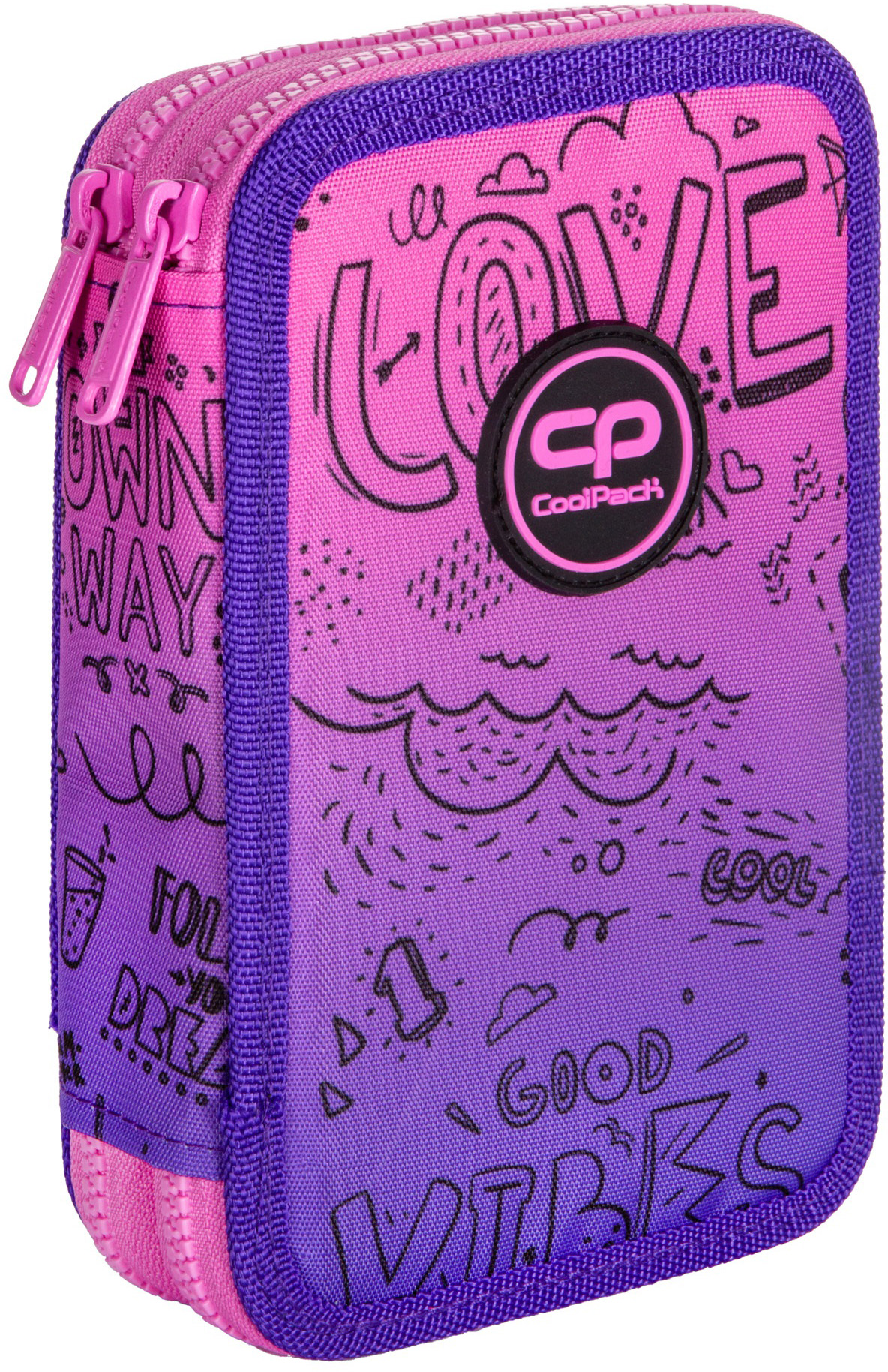 

Пенал CoolPack Jumper 2 Purple Scribble на 2 змейки з наполнением (D066341)