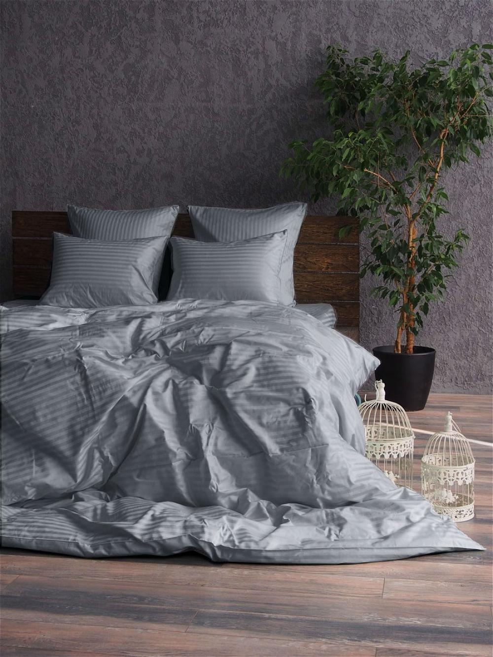 

Комплект постельного белья Komfort-tekstil Stripe LUX GREY 1/1см (Двуспальный)