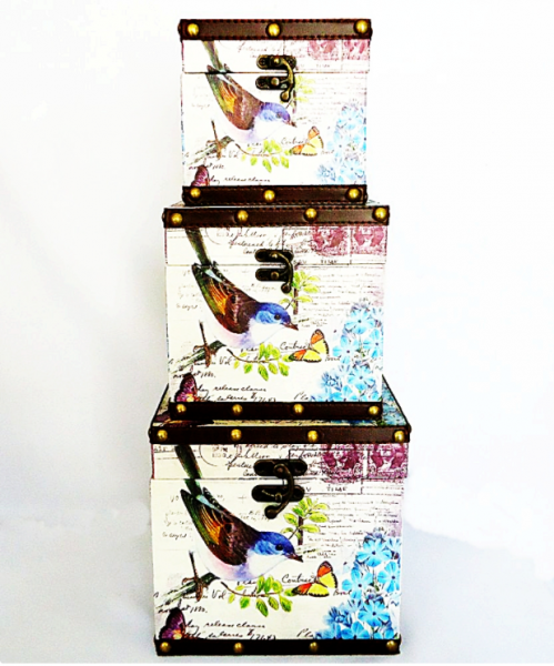 

Сундук Present квадратный набор из 3-х — Птица SH31353-079