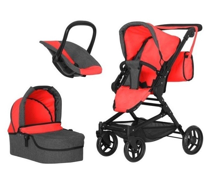 

Коляска для ляльки 3в1 CARRELLO MAGIA 9636 RED з сумкою