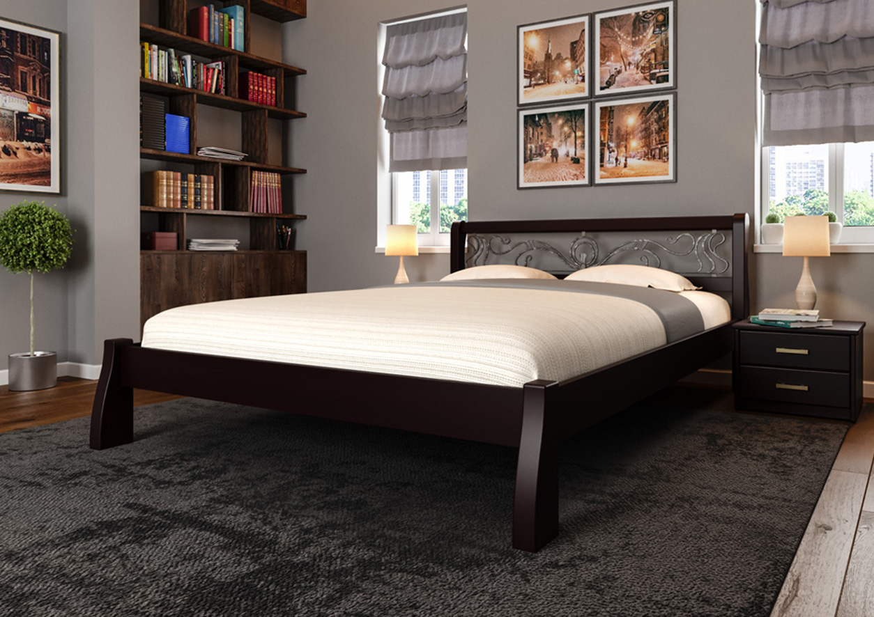 

Кровать Ретро ковка ЧДК 180х190 лак Махонь