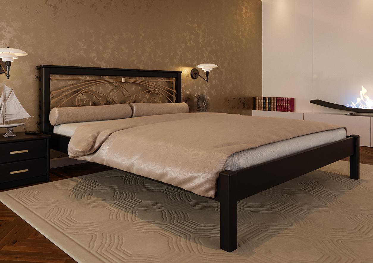 

Кровать Модерн ковка ЧДК 160х200 лак Венге