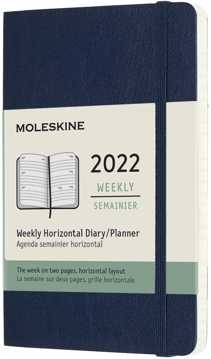 

Еженедельник Moleskine Горизонтальный 2022 9 х 14 см 144 страницы Сапфир Мягкий (8056420856071)