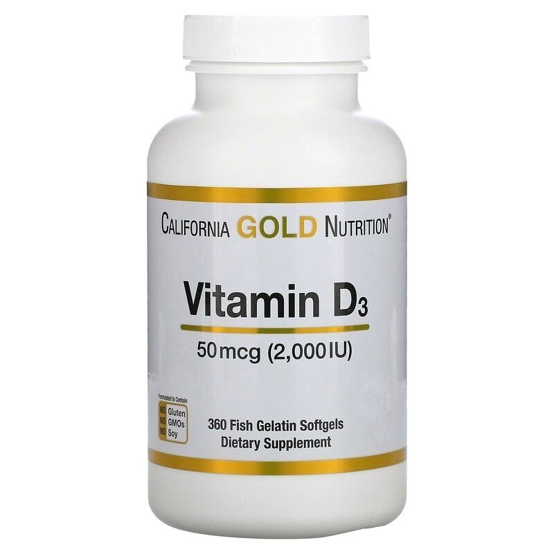 

Витамины California Gold Nutrition Vitamin D3 50 mcg 2,000 IU 360 капсул