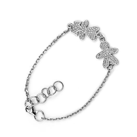 

Серебряный мама-браслет Сыночек и дочка (под гравировку) 4120\30 Белый