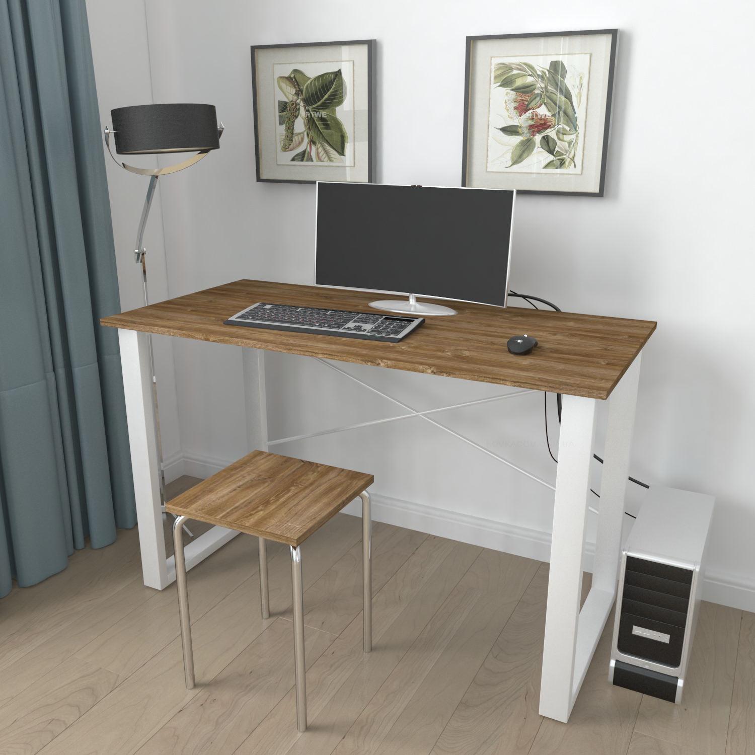 

Письменный стол Ferrum-decor Драйв 750x1400x600 Белый металл ДСП Дуб Таверна 16 мм