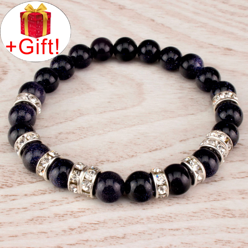 

Браслет авантюрин синий натуральный (8 мм), размер 17 см, julB0656