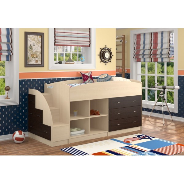 

Низкая кровать-чердак KidsBunkBed K-008 венге светлый венге темный 241x94x115 см