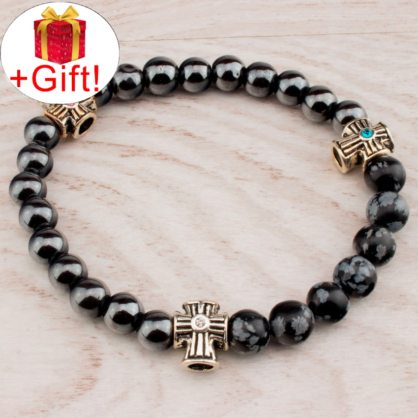 

Браслет гематит натуральный и обсидиан натуральный (8 мм), размер 17 см, julB0688