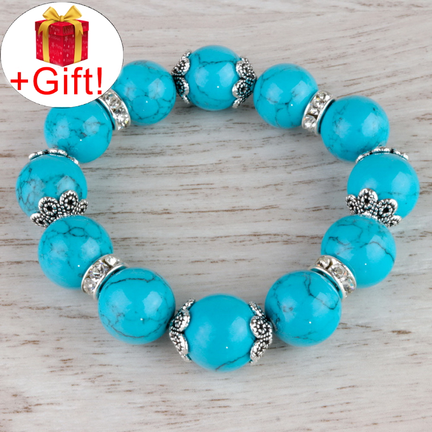 

Браслет бирюза голубая натуральная (12 мм), размер 18 см, julB1095