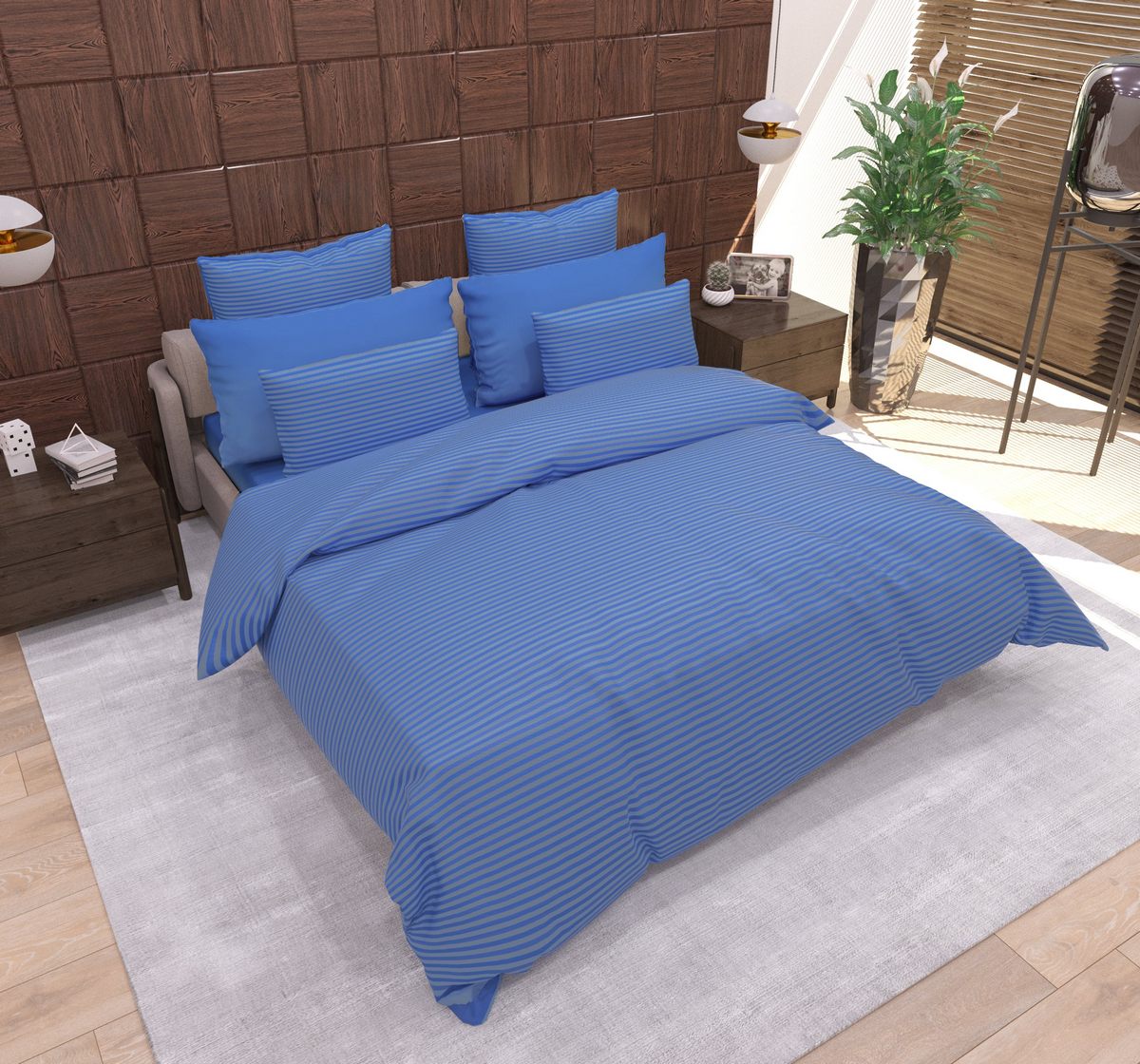 

Комплект постельного белья SoundSleep Stripe Navy Blue Сатин-страйп 200х220
