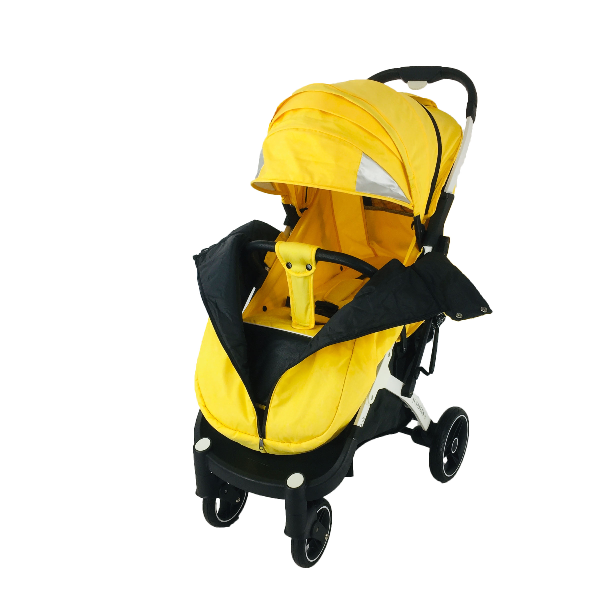 

Коляска Yoya Plus Pro-22 с Большим дождевиком Желтая на Белой раме
