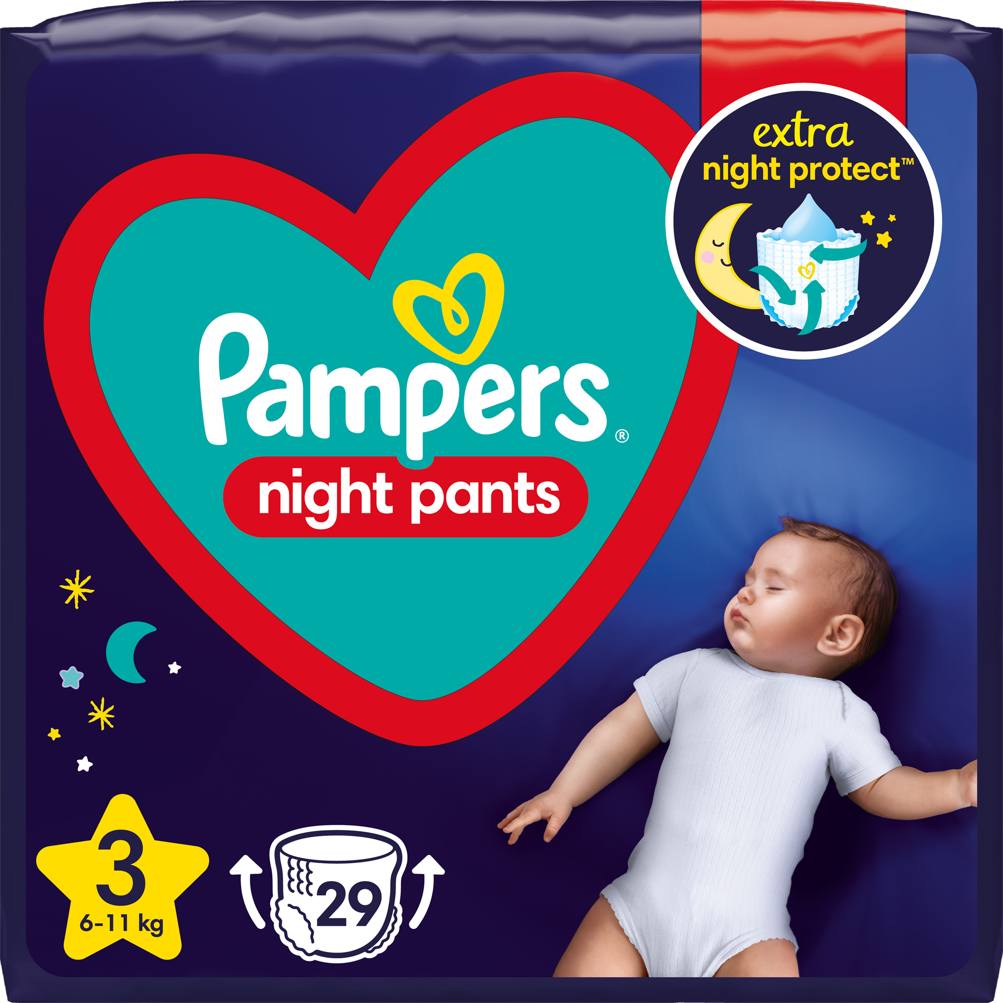 

Подгузники-трусики ночные Pampers Night Pants Размер 3 (6-11 кг) 29 шт (8006540234679)