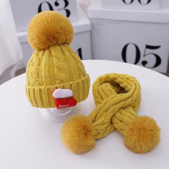 

Шапка детская с шарфом Merry Christmas 46-50см Желтый