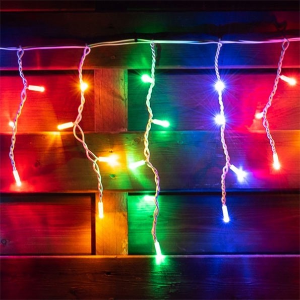 

Электрогирлянда-штора LED уличная Yes! Fun, 80 ламп, IP 65, многоцветная , белый провод