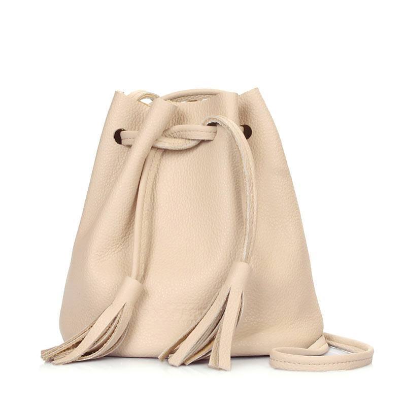 

Женская кожаная сумка на завязках Poolparty Bucket Бежевый (bucket-beige)